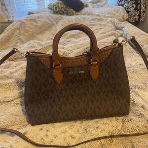 New Michael Kors Dark Brown Logo Satchel